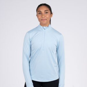 First Ascent Ladies Corefit 1/4 Zip Top - Silver Blue