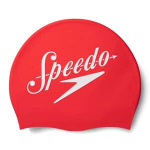 Speedo Printed Logo Silicone Cap - Red/White